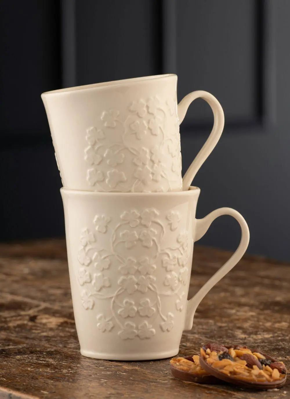 Belleek Field of Shamrock Mugs Set of 2